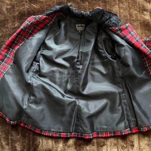 Carole Little St. Tropez West Size 8 Red Tartan Blazer IMMACULATE - Picture 7 of 8
